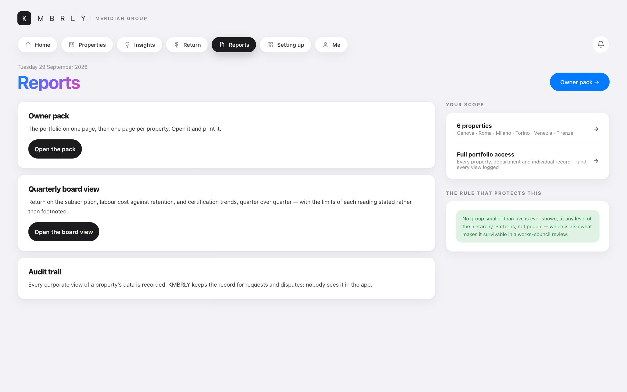 Reports — Owner pack